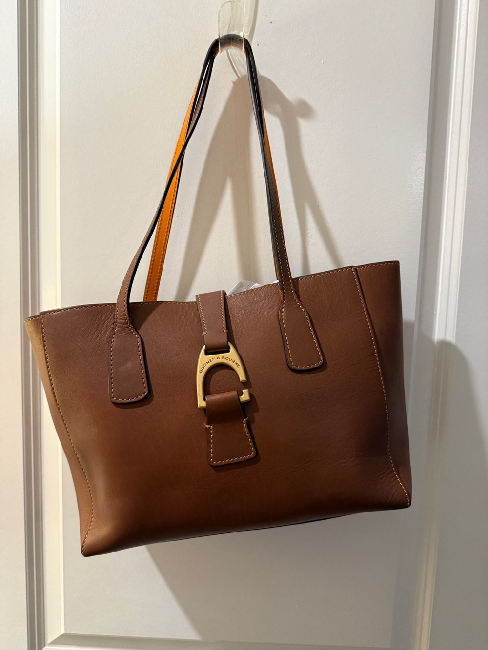 Dooney & Bourke Brown Leather Tote with Gold Accent
